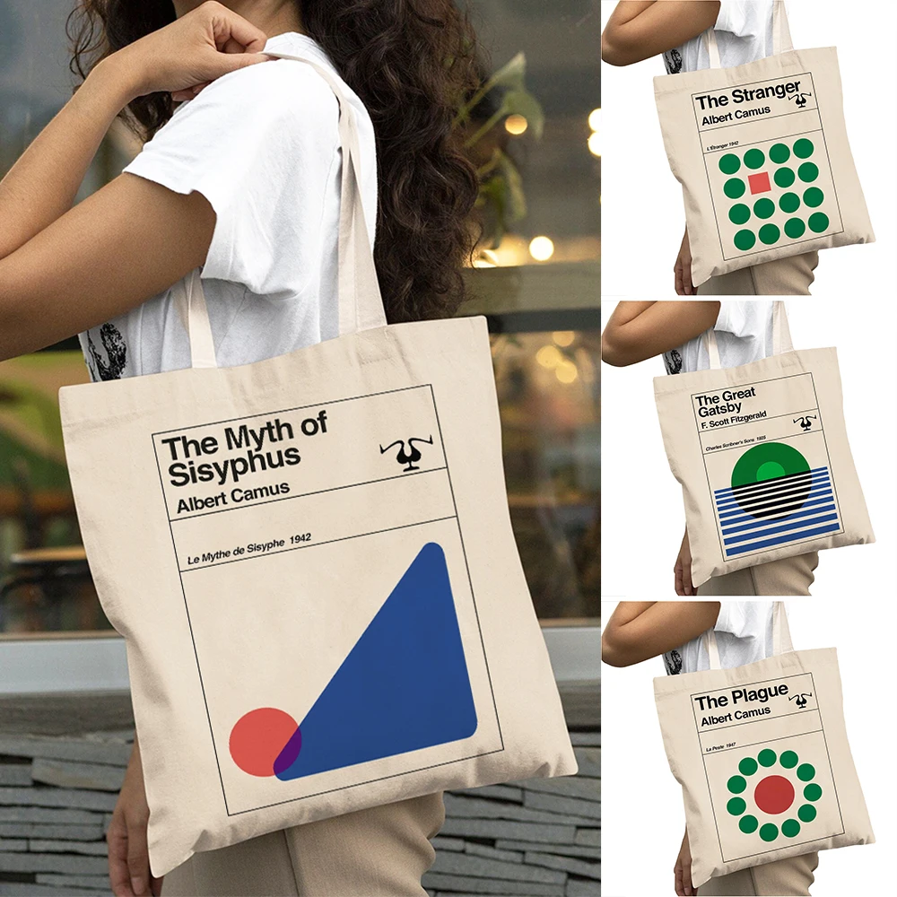 

Casual Women Shopping Bags Book Novel Philosophical Retro Literature Big Capacity Supermarket Lady Shopper Bag Girl Tote Handbag