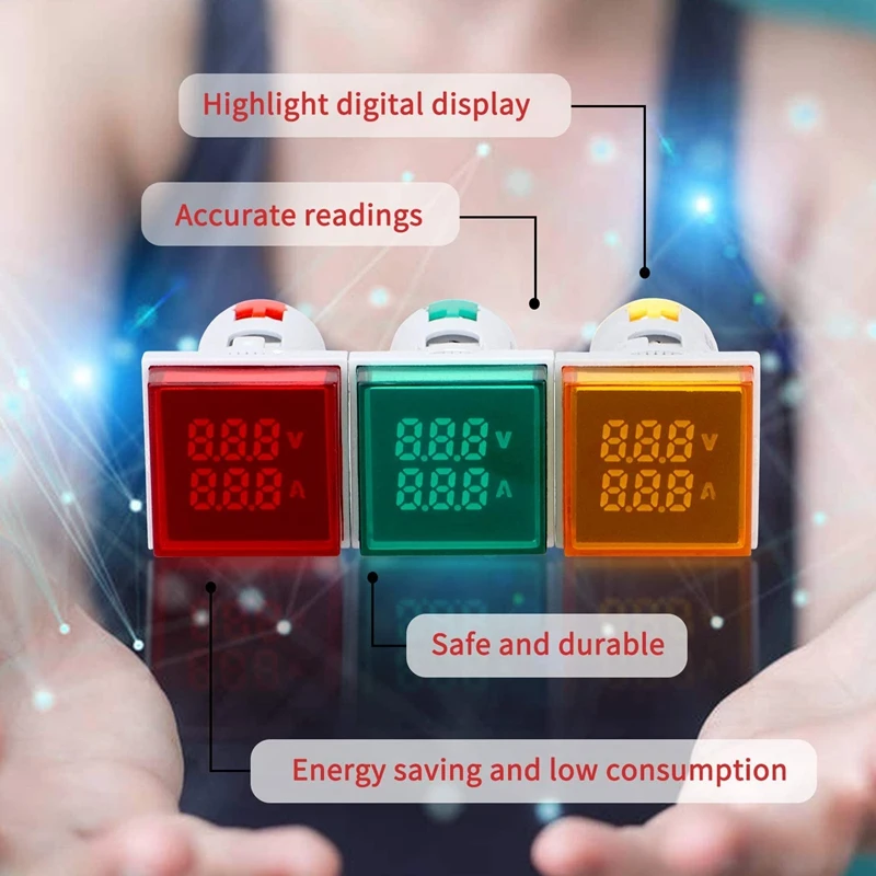 AC Volt Amp Meter, AC 20-500V 0-100A Mini Multimeter LED Dual Display Voltmeter Ammeter Voltage And Current Meter Tester