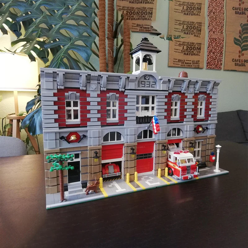 5341PCS Moc-bouwstenenset - Uitdagend architectonisch modelstenen voor Grand Fire Brigade - City Street-toevoegingsdisplay