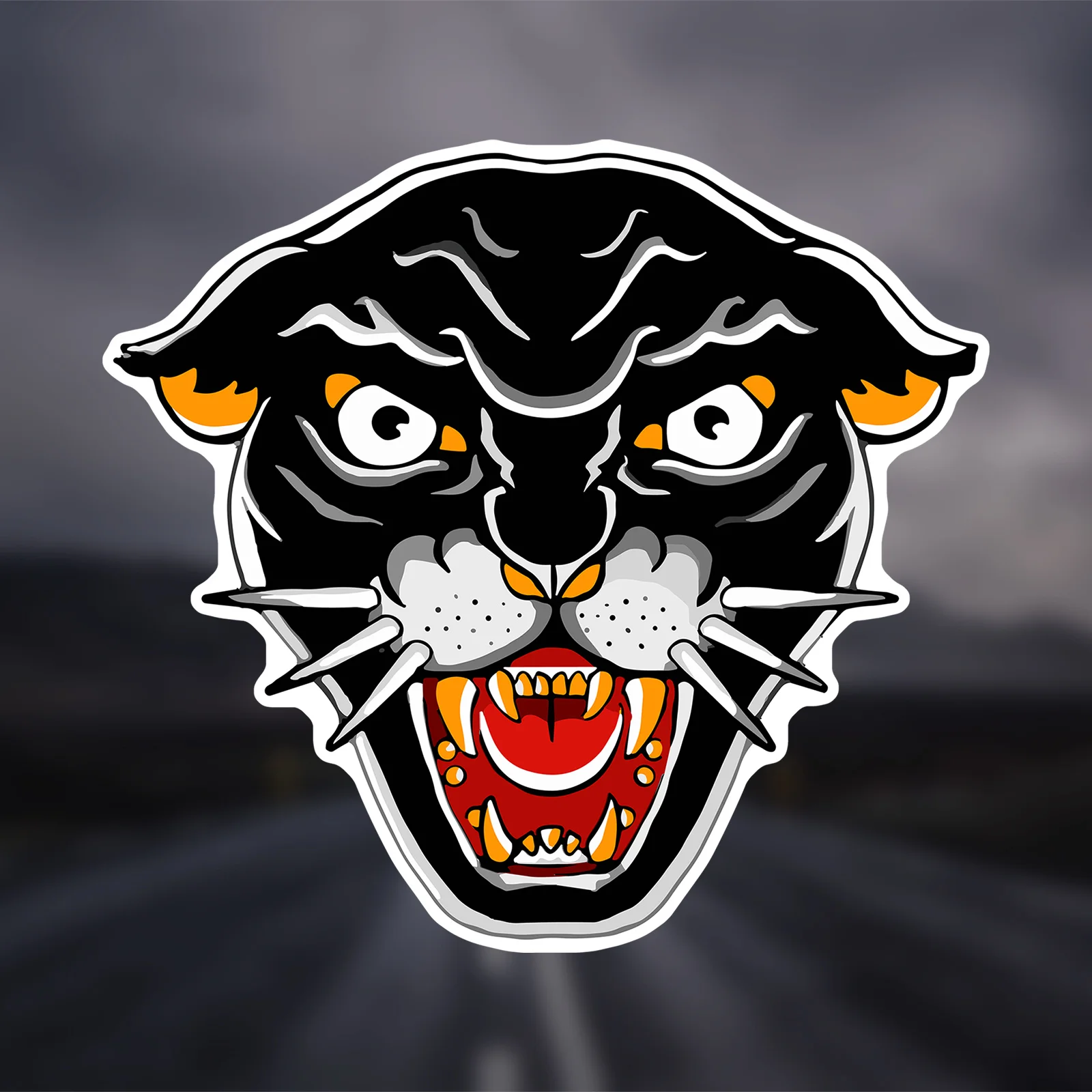 

Black & Orange Tiger Head PVC Sticker, Old School Weatherproof Decal for Vehicle, Motorcycle, Guitar, Laptop