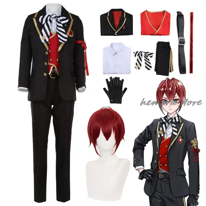 Riddle Rosehearts Cosplay Anmie Twisted-Wonderland Riddle Rosehearts Cosplay Costume Clothes Wig Halloween Costumes for Men