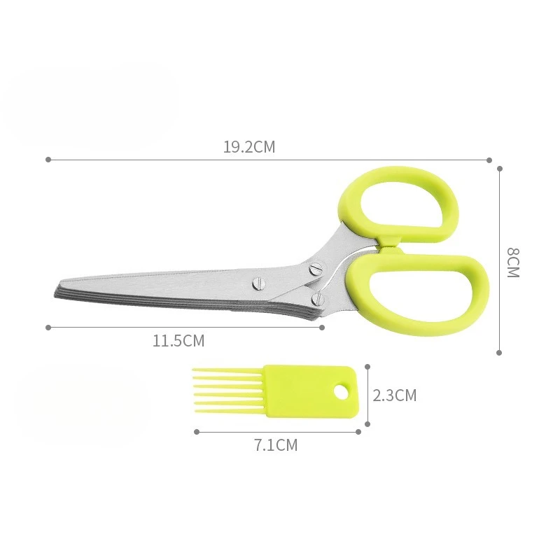 Dobeli 5 Layer Multi-functional Stainless Steel Scallion Scissors Vegetable Salad Chopping Kitchen Cutter Shears Accessories