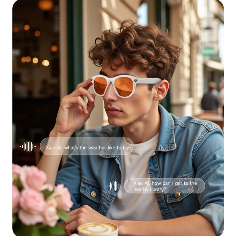 Nowe inteligentne okulary Pixel 500W z funkcją rozpoznawania obrazu przez AI, fotografowaniem, nagrywaniem wideo, połączeniami Bluetooth, odtwarzaniem muzyki i aktywacją głosową. — zdjęcie produktu 3