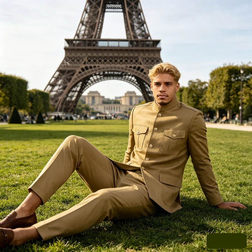 

Chic Men's Ternos with Two Pockets Single-breasted Formal Intelligent Casual Made-to-measure Gola Moda Terno Mas