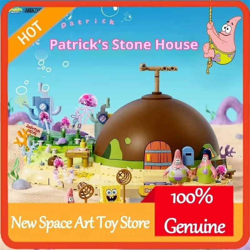

Spongebob Patrick Star Rock House Building Blocks Set Creative DIY Assembly Educational Toy for Kids Christmas Gift Blind Box