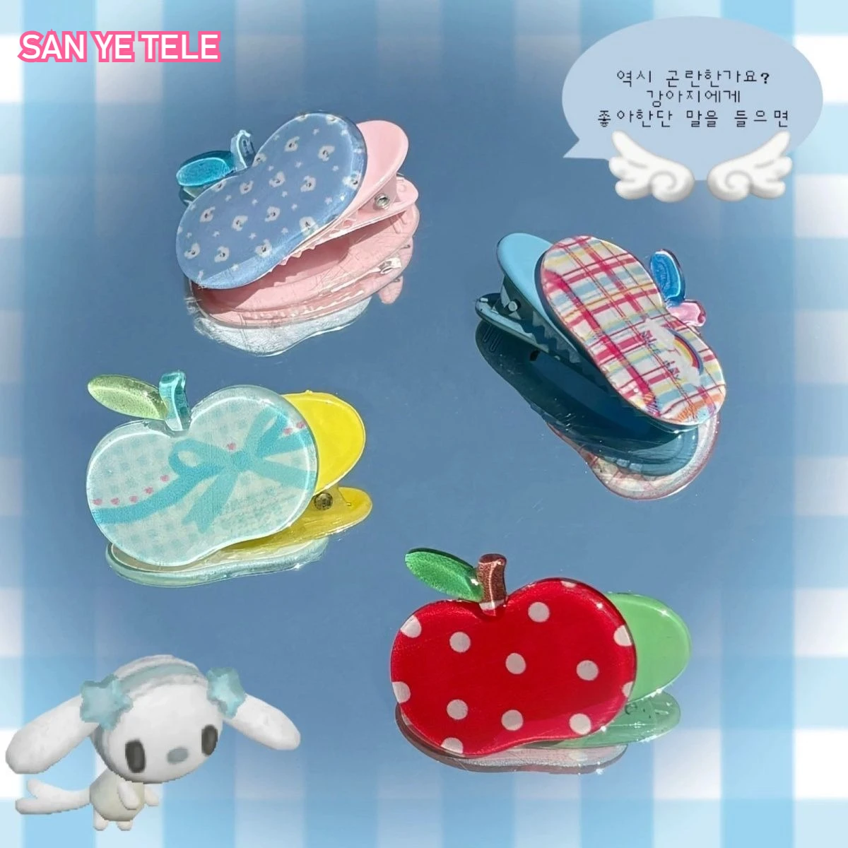 

Checkered Apple Hair Clip Wave Point Girl Youthful Vitality Original Handmade Accessories Cute Women Side Hair Bangs Clip