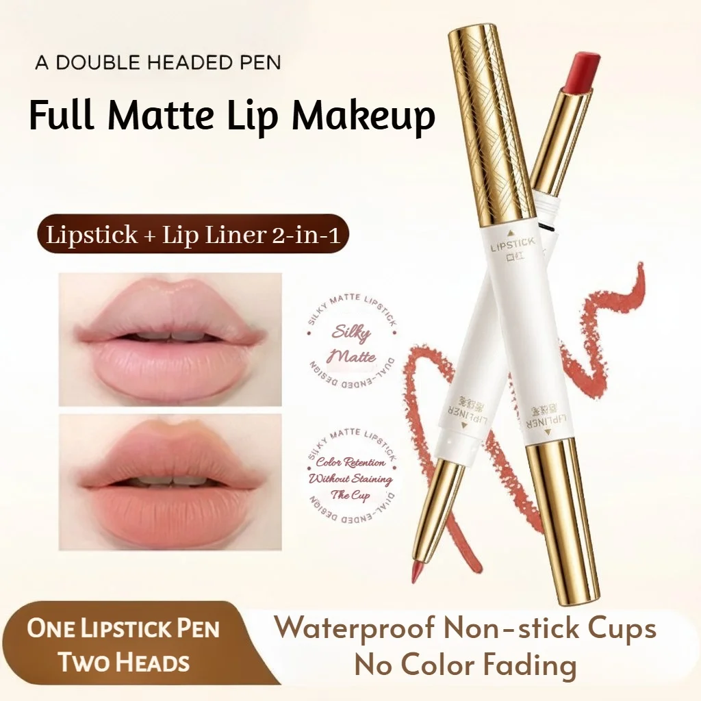 Il rossetto a doppia testa non è facile da sbiadire delinea la nebbia morbida e chiude il rossetto a tubo sottile senza macchiare la tazza