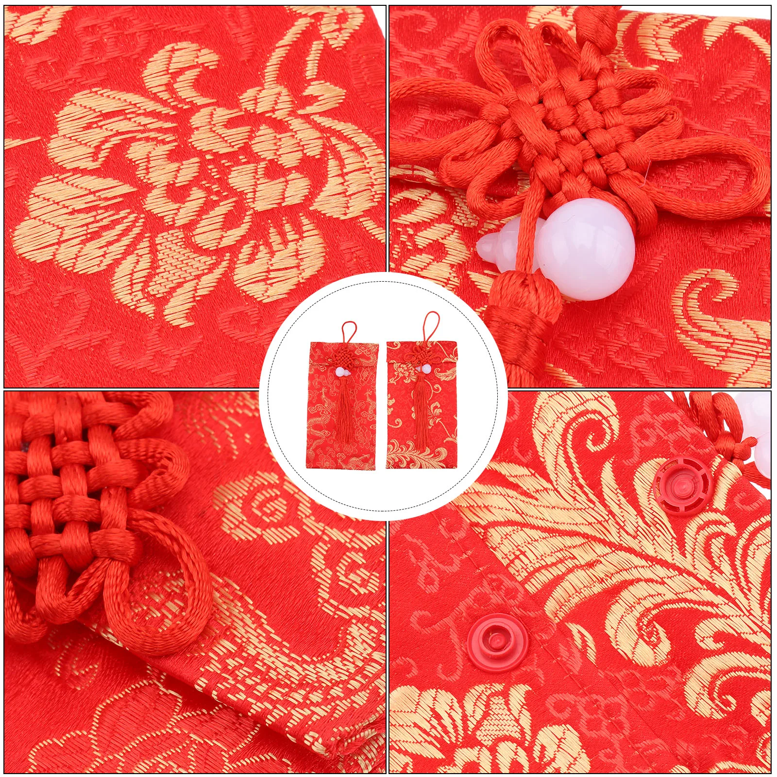 

2pcs Red Envelopes Brocade Pouch Festive Decorative Money Bag Wedding Party Present Storage Practical Holiday Collection Artwork