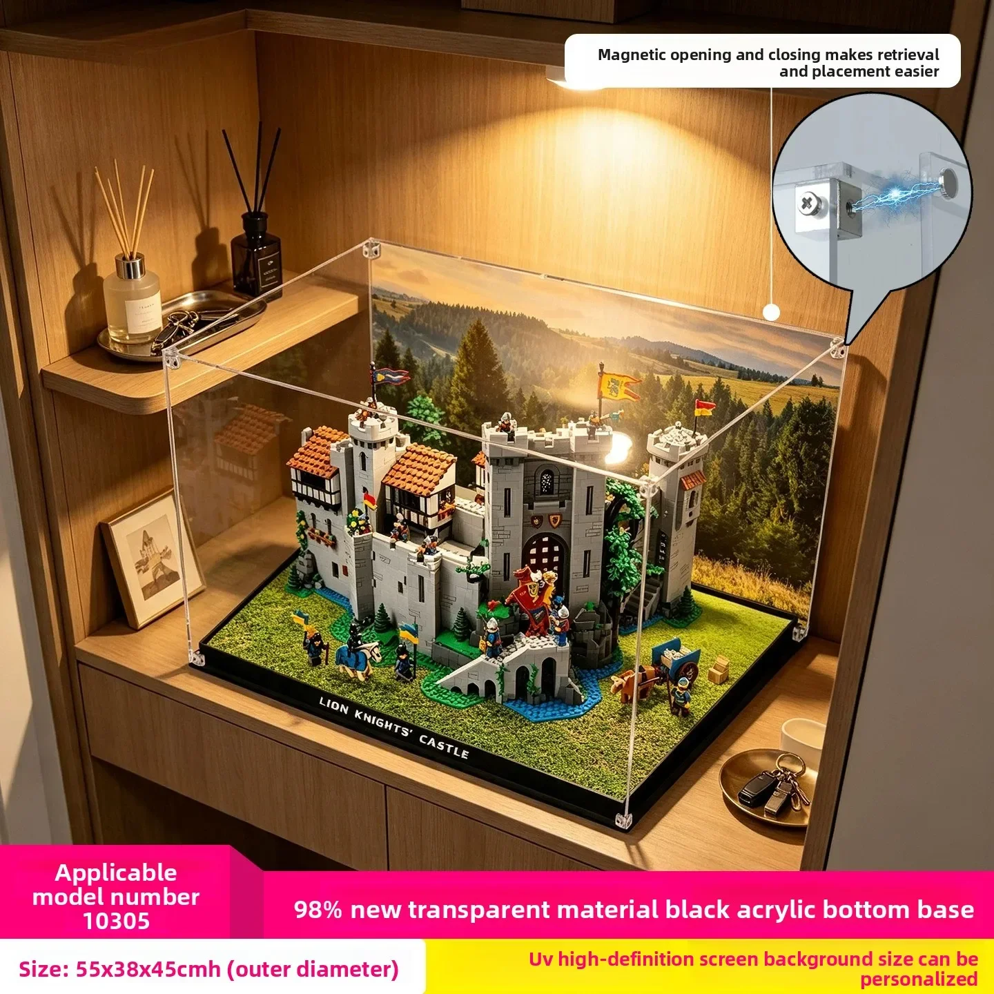 High-End Acrylic Dustproof Clear Display Storage Case for LEGO 10305 Lion Knights' Castle