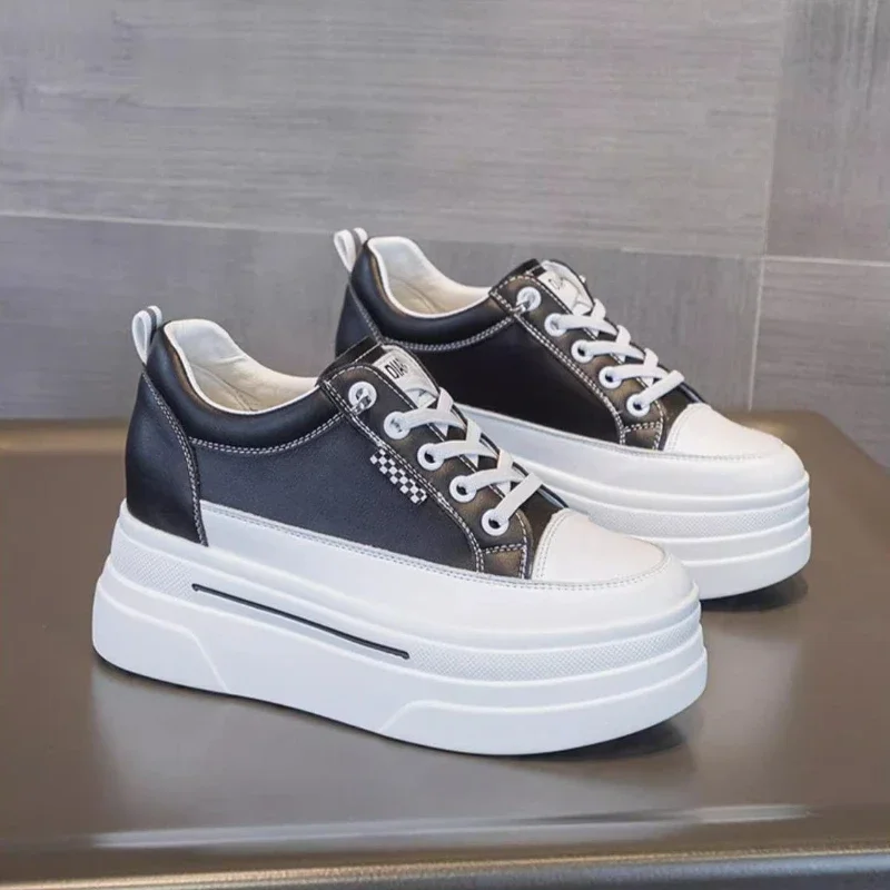 Full Grain Leather Chunky Sneakers for Women​  2025 Fall Release External Heel Lift Technology​  Contoured Footbed