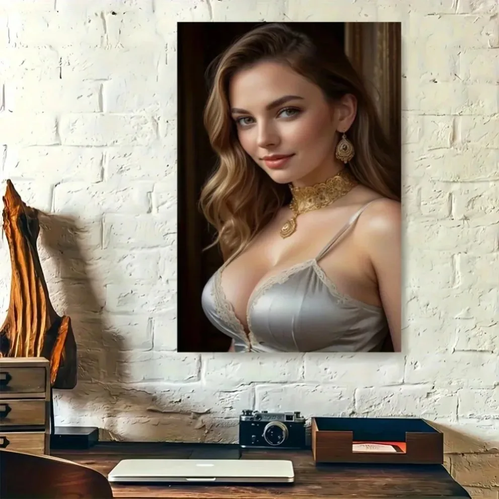 Elegantes Poster mit silbernem Glanz für Frauen, Vintage-Blechschild, moderne Retro-Wanddekoration