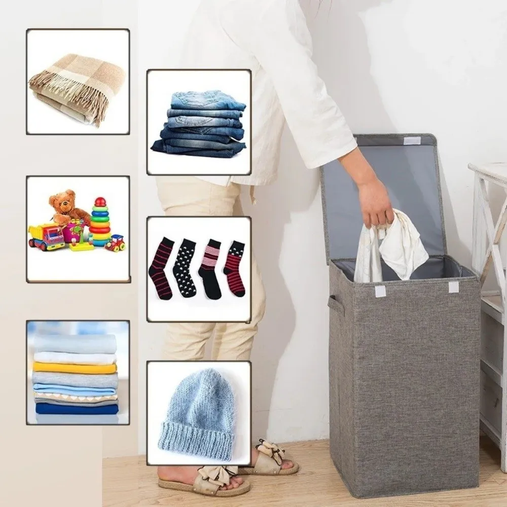

Портативная складная корзина для белья, водонепроницаемая с крышкой, корзина для хранения одежды, большая корзина для сортировки хлопка и льна, ящик для хранения