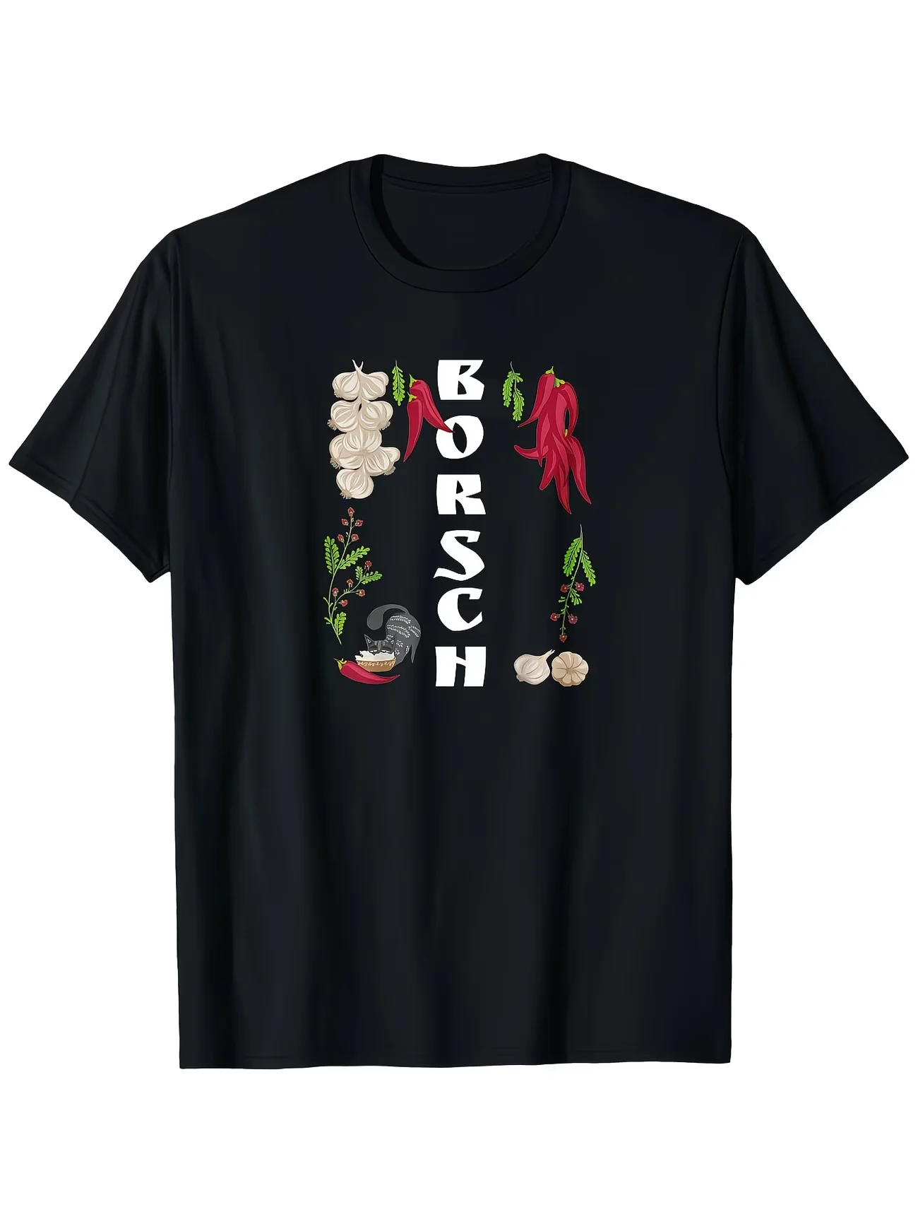 Traditional Ukrainian Borsch Tee Beetroot Soup Graphic Eastern European Food Culture Retro Culinary Printed Simple Stylish Tee