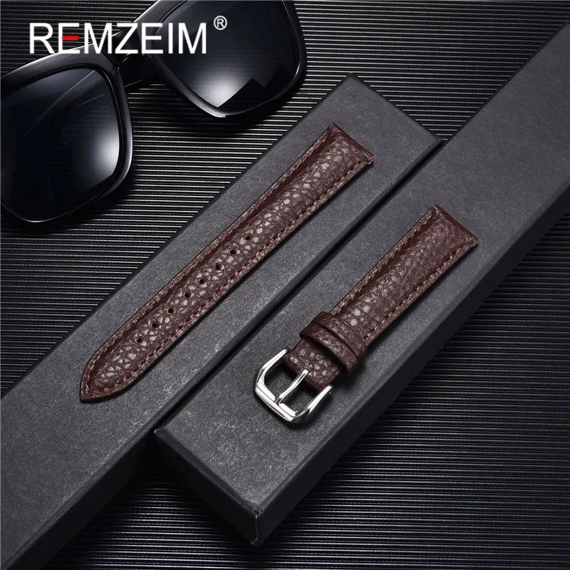 Genuine Leather Strap Calfskin Men Women Watch Band Watch Accessories Bracelet 12mm 14mm 16mm 18mm 20mm 22mm Green Blue Black