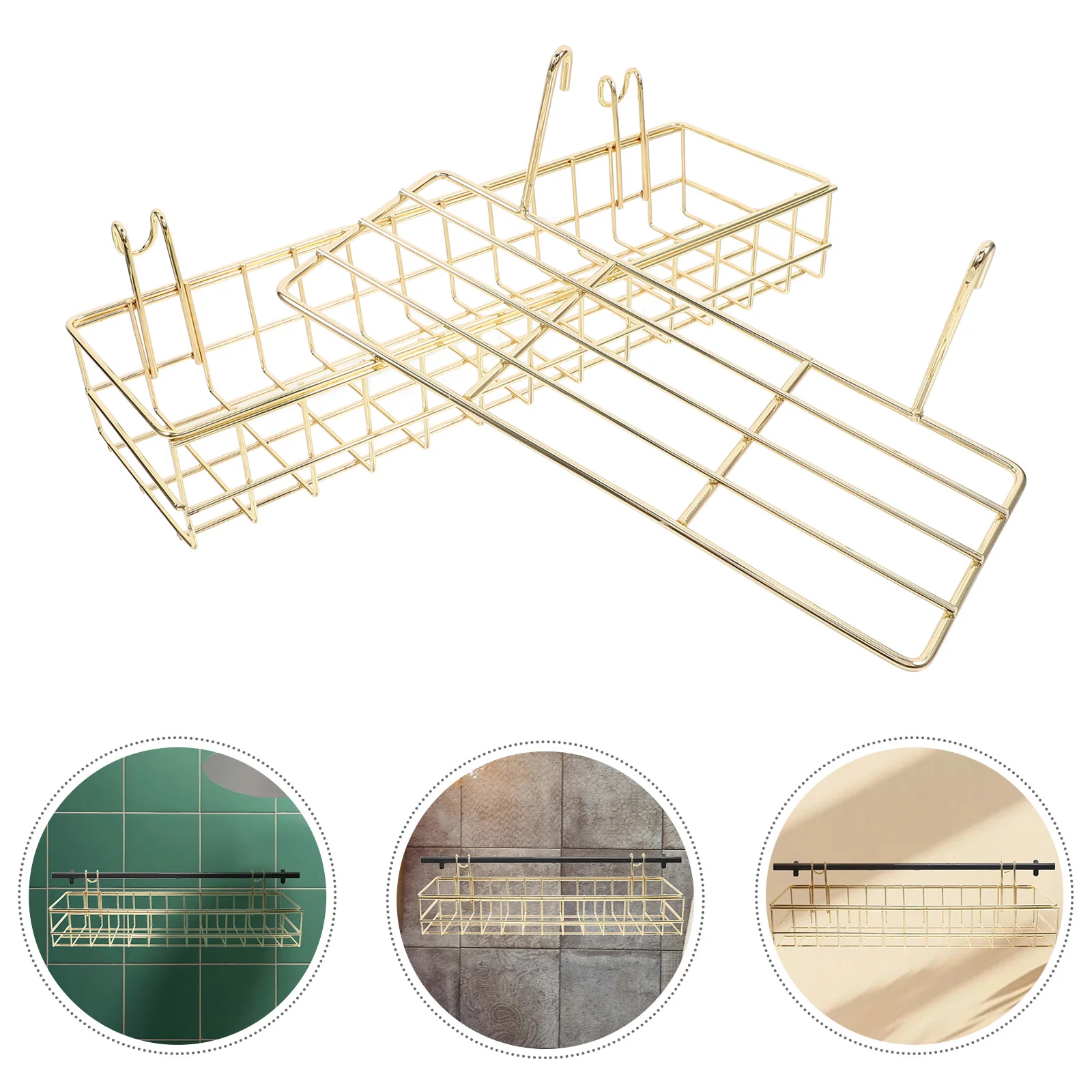 Wire Wall Grid Panel Mesh Holder Storage Rack The Ledge Organizer Shelf Hanging Basket Golden