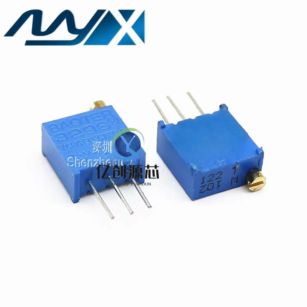 100pcs 100% new imported 3296W 103 10K top adjustable multi-turn potentiometer 1K2K5K50K100K200K500K1M