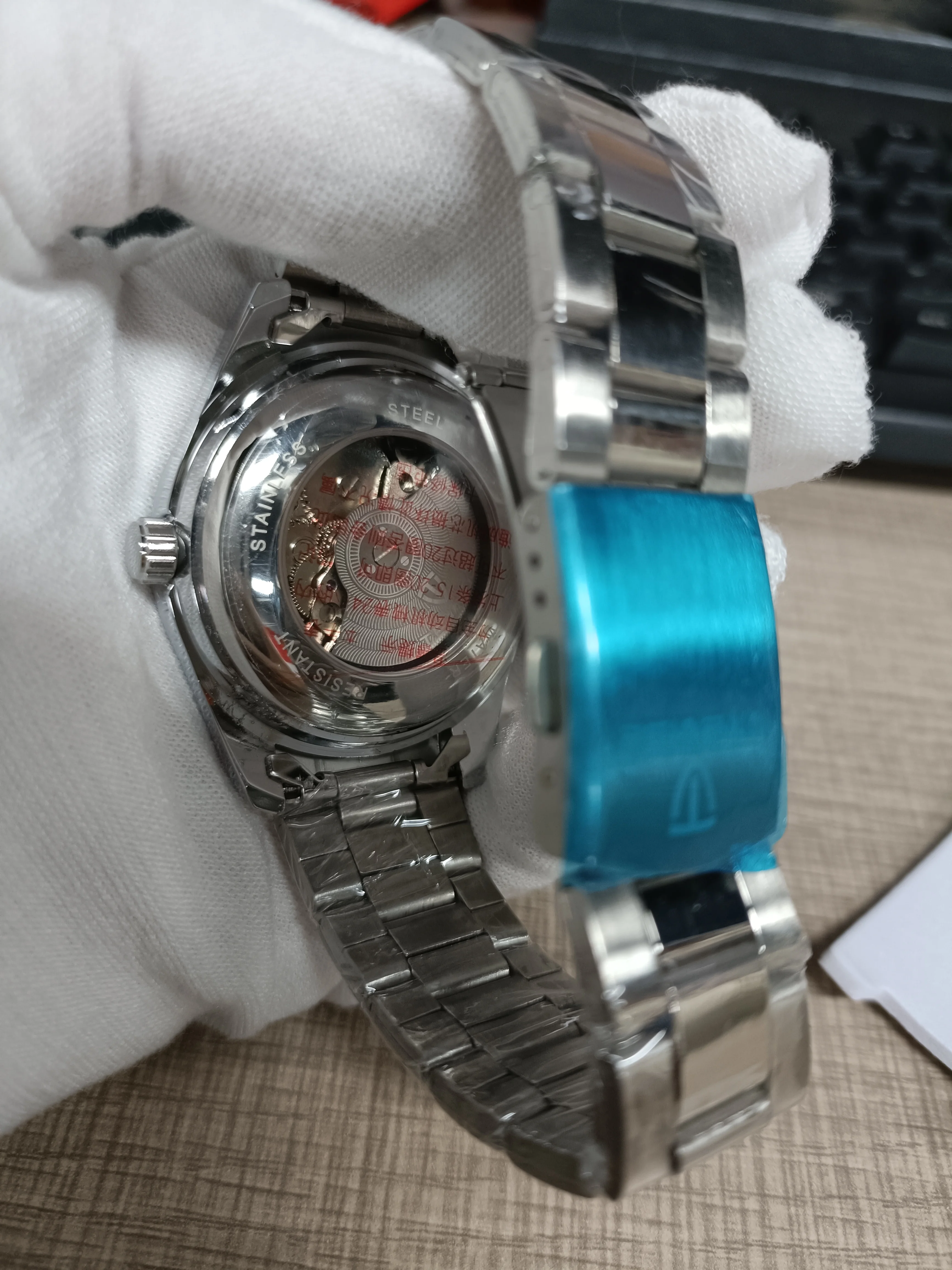 ساعة ميكانيكية أوتوماتيكية فاخرة جديدة للرجال من الفولاذ المقاوم للصدأ ومؤشر مضيء مقاوم للماء ساعة جلدية رياضية