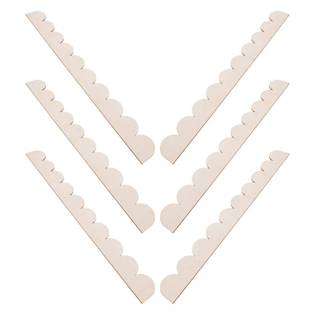 6 قطع من إطار الباب المزخرف بحواف خشبية على شكل صدفي، حدود غير مكتملة