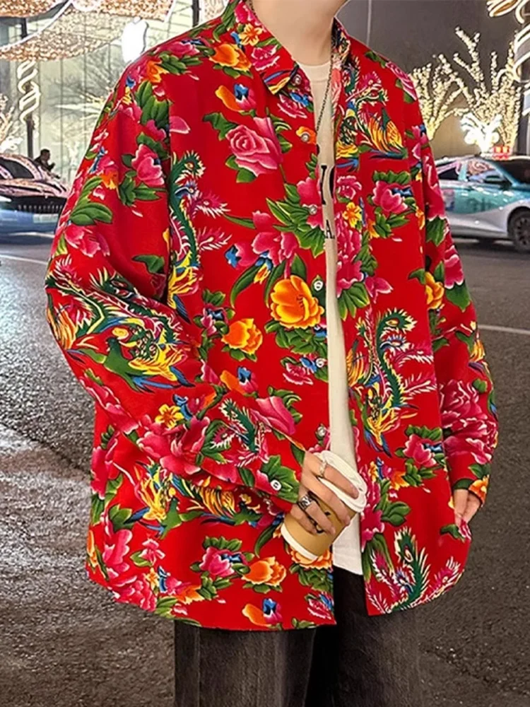 

Новая китайская одежда оверсайз с крупным узором в виде пионов, для выступлений, верхняя одежда из полиэстера, нейлона и синтетических волокон