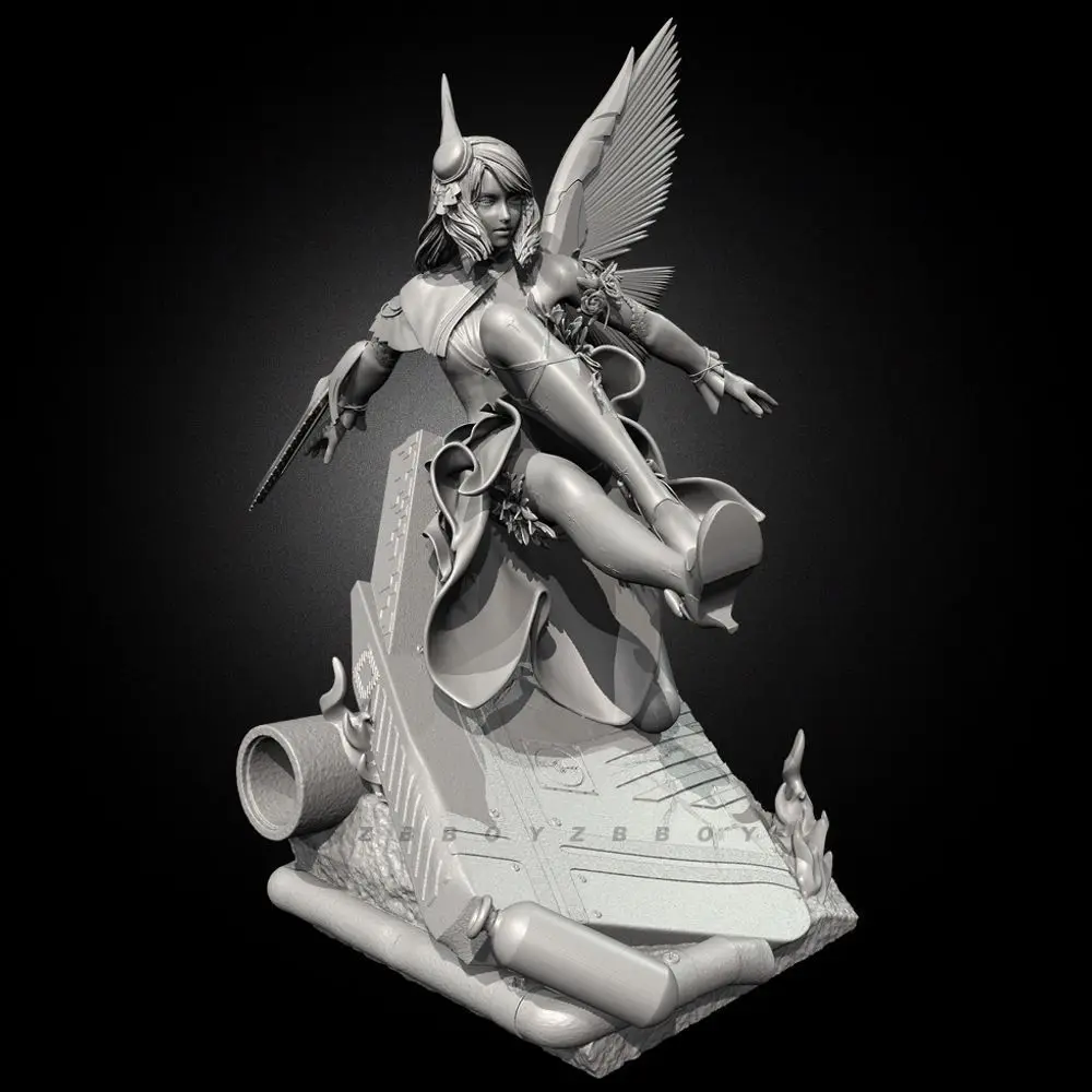 50mm 75mm 90mm Winged Battle Girl Resin Soldier White Model Assembly DIY Coloring Self-assembly 3D Printed Figurines