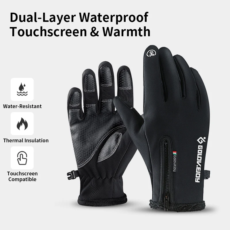 

Winter Gloves Men Waterproof Thermal Insulated Gloves 10-Finger Touchscreen Ski Snow Gloves for Outdoor Sports Cold Weather
