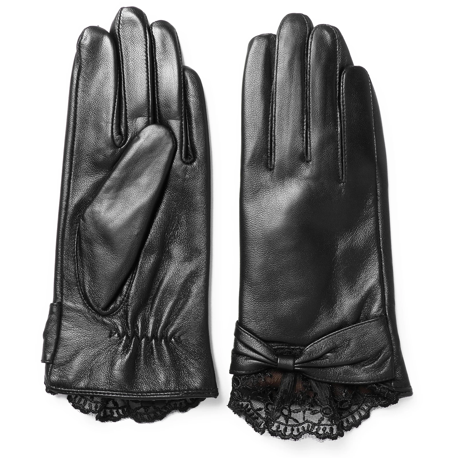 

Women's Winter Genuine Lambskin Leather Touchscreen Texting Warm Driving Gloves Velvet Lined