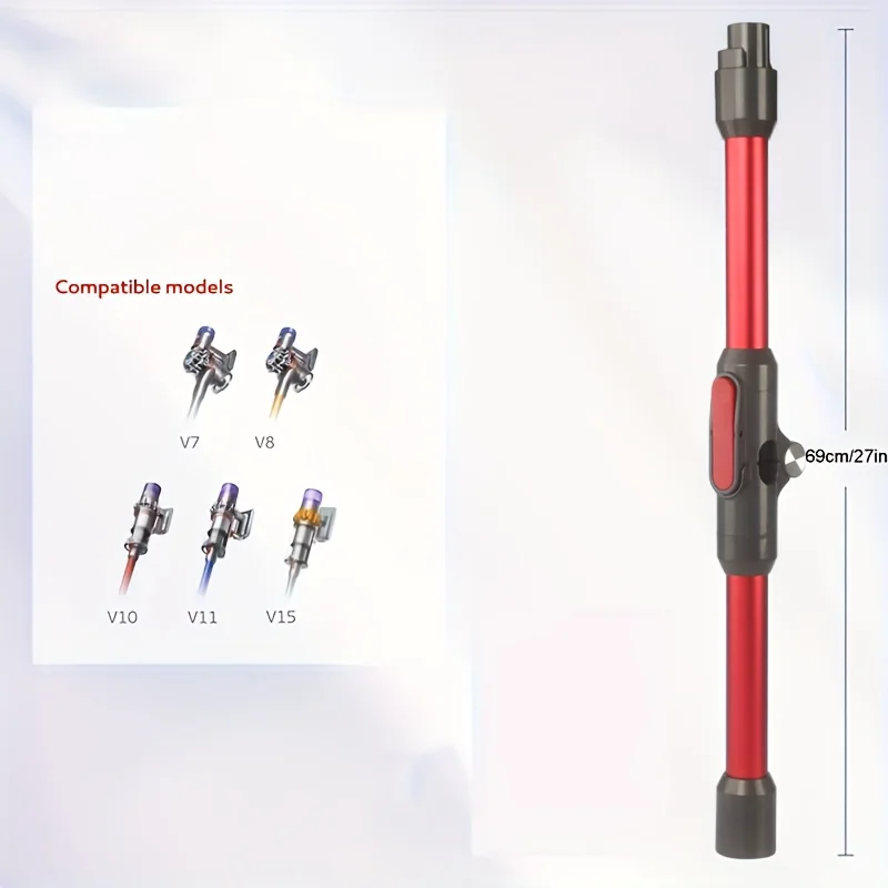 لمكانس دايسون V7، V8، V10، V11، V15 - عصا تمديد متينة من البلاستيك والألومنيوم، مرفقة للعصا سريعة الإصدار