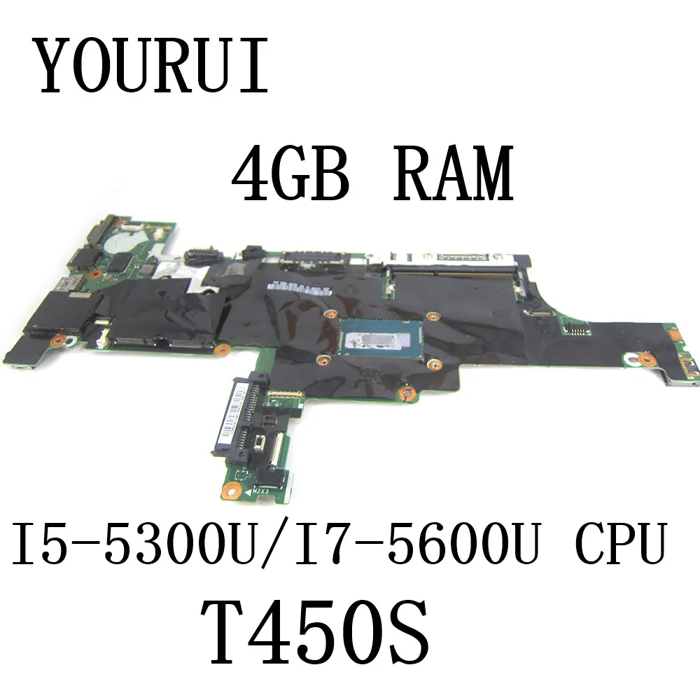 

AIMT1 NM-A301 For Lenovo Thinkpad T450S Laptop Motherboard with I5-5300U/I7-5600U CPU 4GB RAM 00HT748 Mainboard