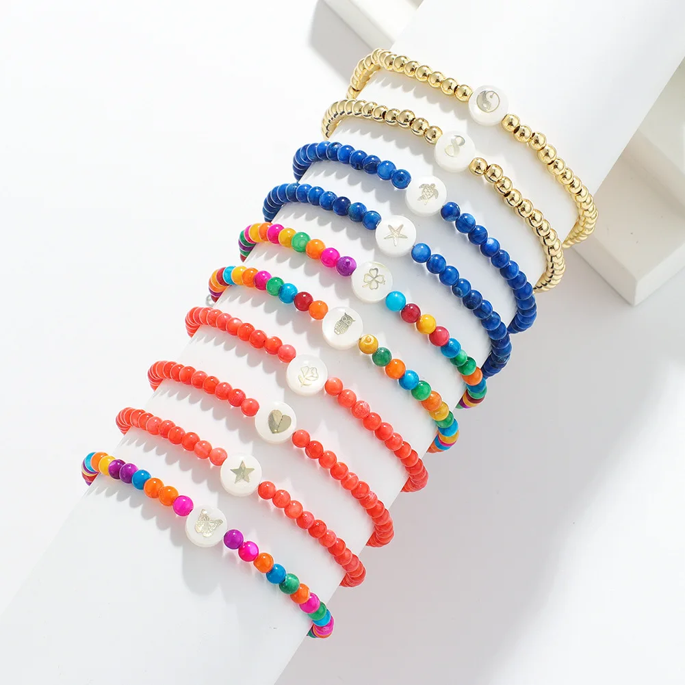 Rice bead bracelet Chroma Sea shell Originality Bohemia Flowers Design Hand knitting Adjustable Fashion Female  Beaded bracelet
