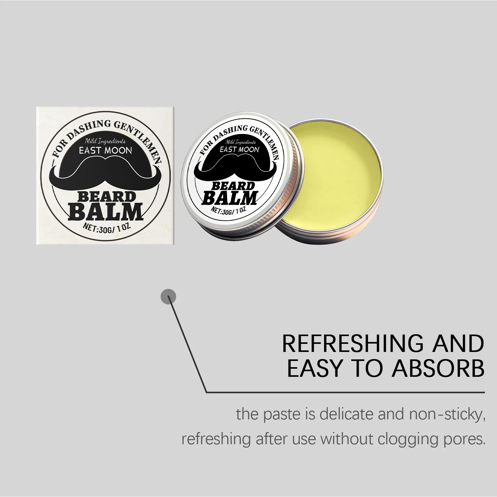 イーストムーンひげ栄養バーム持続的な柔らかさ栄養を与える毛根改善保湿魅力的なデート男性ひげケアクリーム