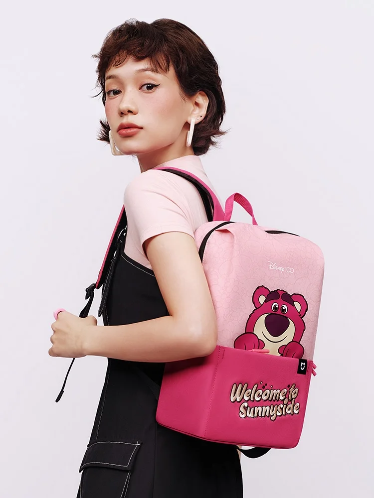 Disney Strawberry Bear backpack for men and women's sports bag casual backpack student backpack