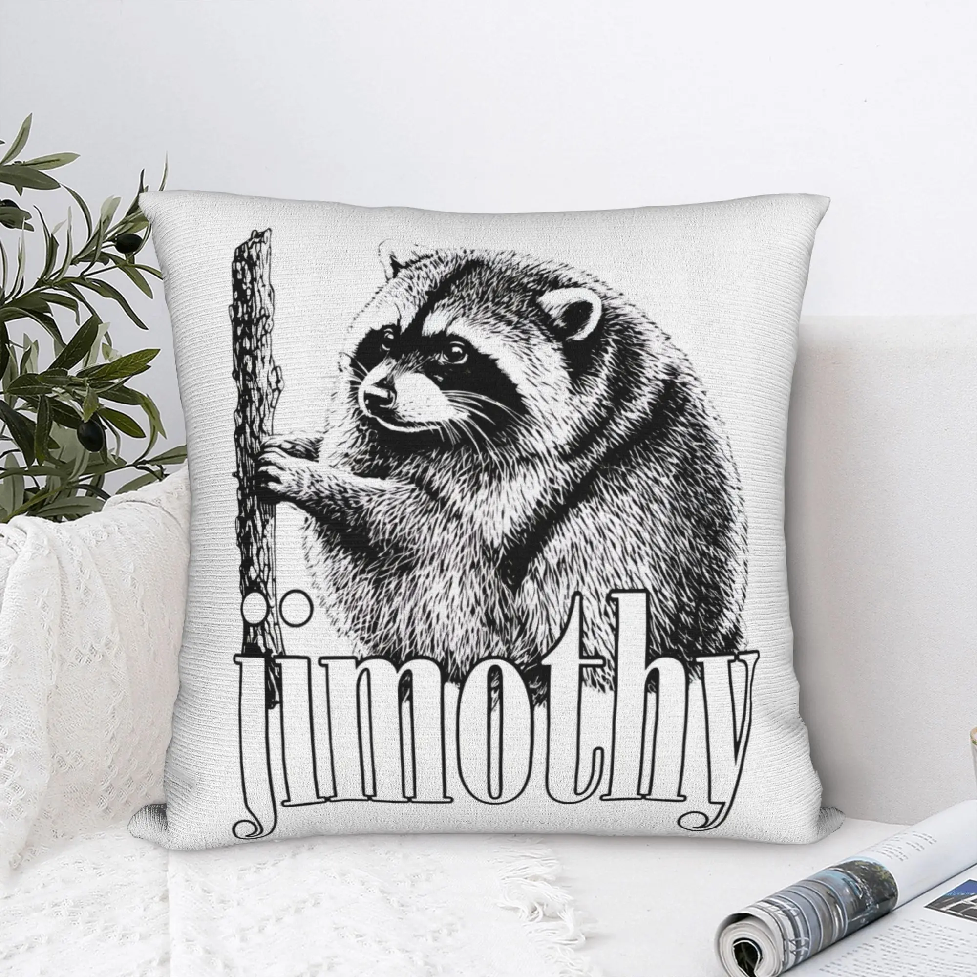 Jimothy Raccoon Square Pillowcases Polyester Room Cute Panda Cushion Case Cool Home Decoration Pillowcase 45*45