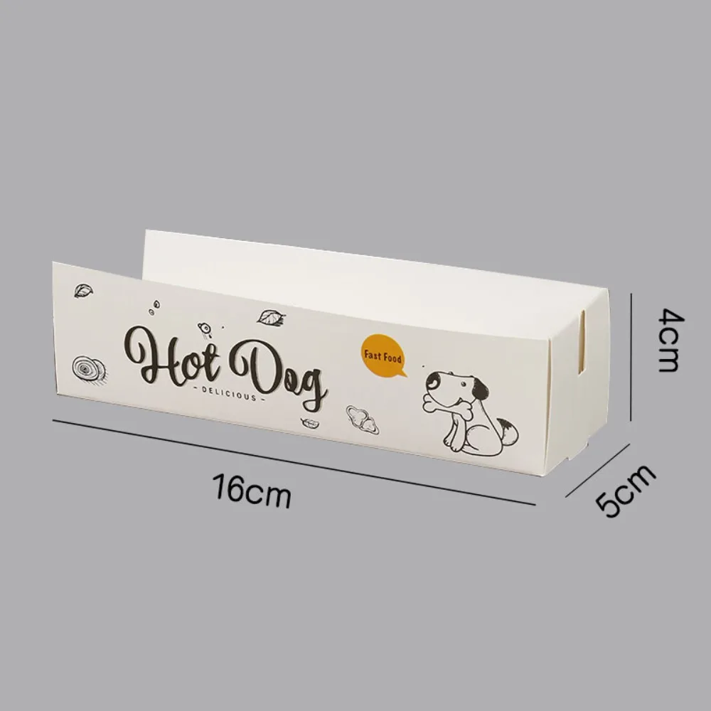 100PCS Disposable Hot Dog Packaging Box Boat Shape Food Grade Sausage Snack Boat Box Paperboard Eco-Friendly Sausage Tray