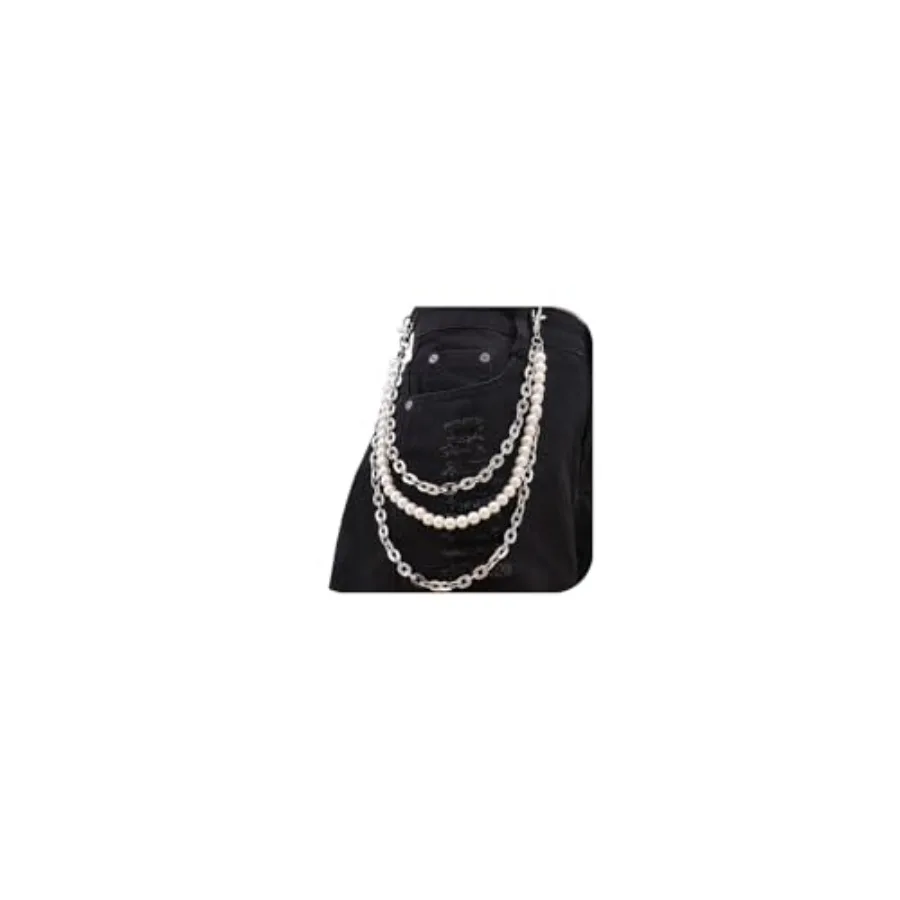 Cadenas para Pantalones y Carteras para Hombre y Mujer - Cadenas de 3 Capas Estilo Hip Hop Punk Rock con Colgantes para Jeans, Bolsos y Accesorios