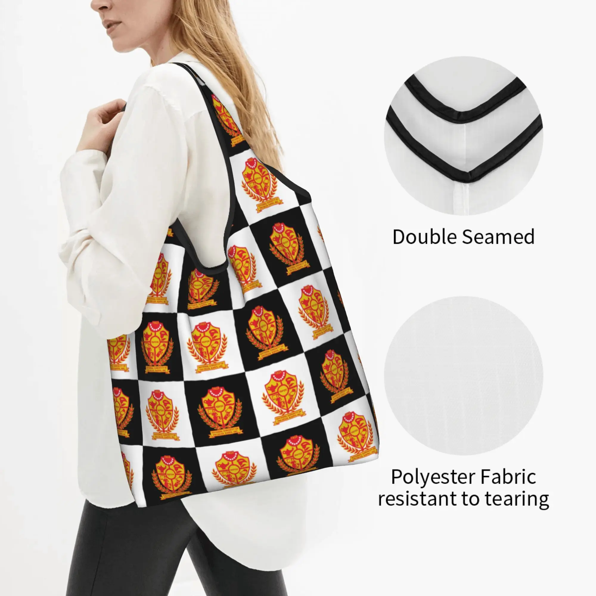 Phi Delta Kappa Sorority ΦΔΚ  Groceries Shopping Tote Bag Cute Checkered Plaid African American   Shoulder Shopper Bag Handbags