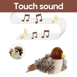 Interactive Electronic Cat Toy Sparrow Shaped Bird Simulation Sound Toy Plush Cats Pets Teasing Toys Kitten Chirping Bird Toys