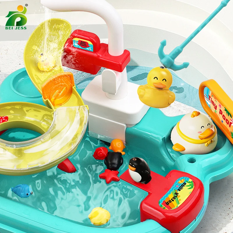 Children Electric Disheswash Water Sink Simulation Fruit Food Toy Kitchen Play house Kids Magnet Fishing Education Toy Girl