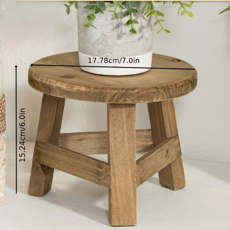 

Wooden Mini Stool Display Stand, Modern Wooden Succulent & Plant Stand, Decorative Round Wood Pedestal Stool Plant Pot Riser,
