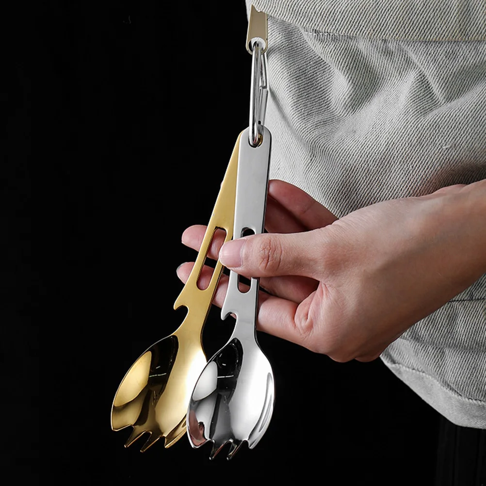

2Pcs Camping Spork outdoor Sporks Stainless Steel Reusable Spork for Picnic Travel Portable Utensils Survival Camping