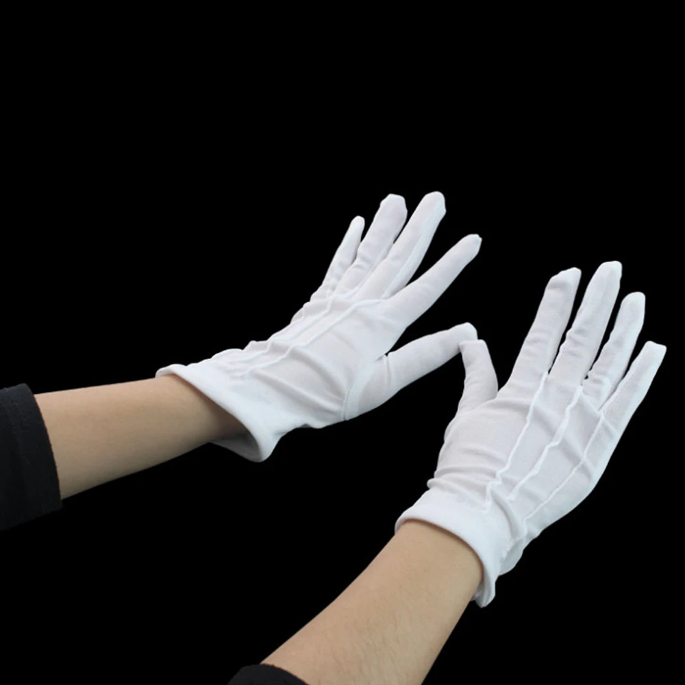 1 Pairs New Full Finger Men Women Etiquette White Cotton Gloves Waiters/Drivers/Jewelry/Workers Mittens Sweat Absorption Gloves