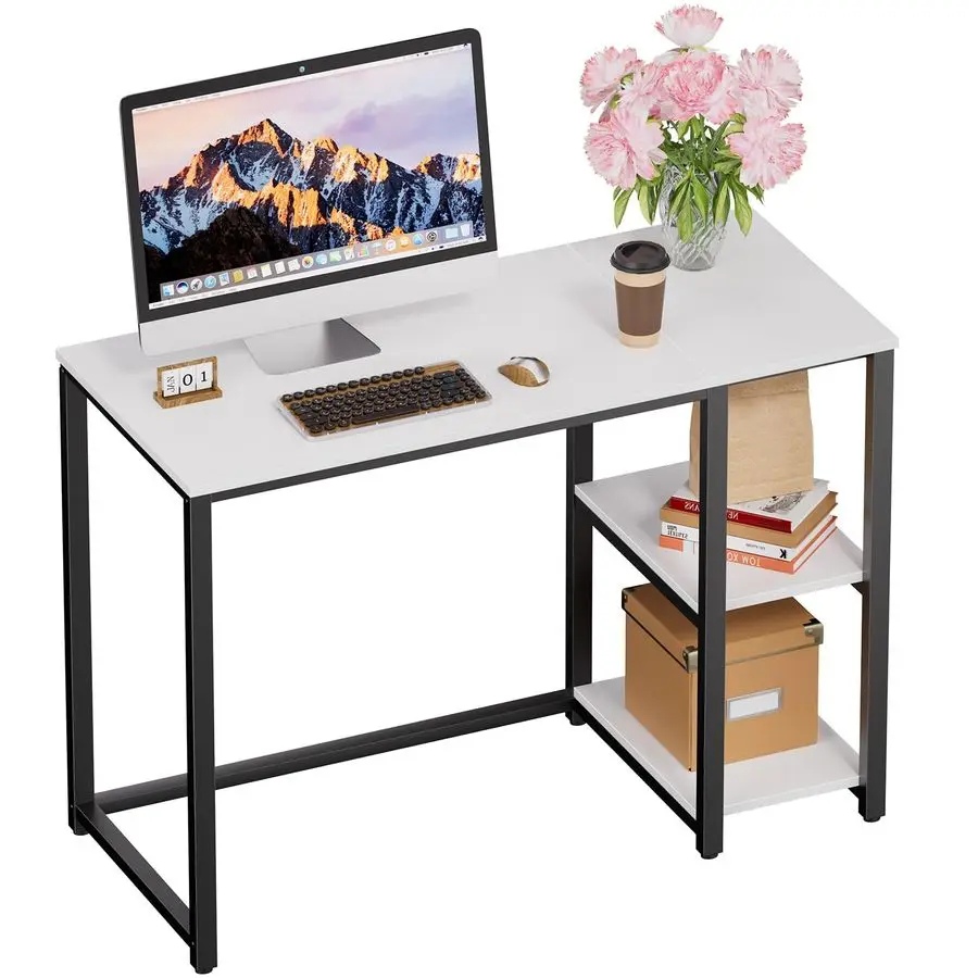 

40 Inch Small Computer Desk with Shelves for Small Spaces, Easy Assembly Study Desk, Sturdy Writing Desk for Bedroom amp Home O