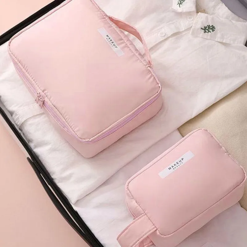 Portable Travel Makeup Bag Multi Compartment Waterproof Cosmetic Make Up Toiletry Organizer for Women Beauty Case For Girls Gift