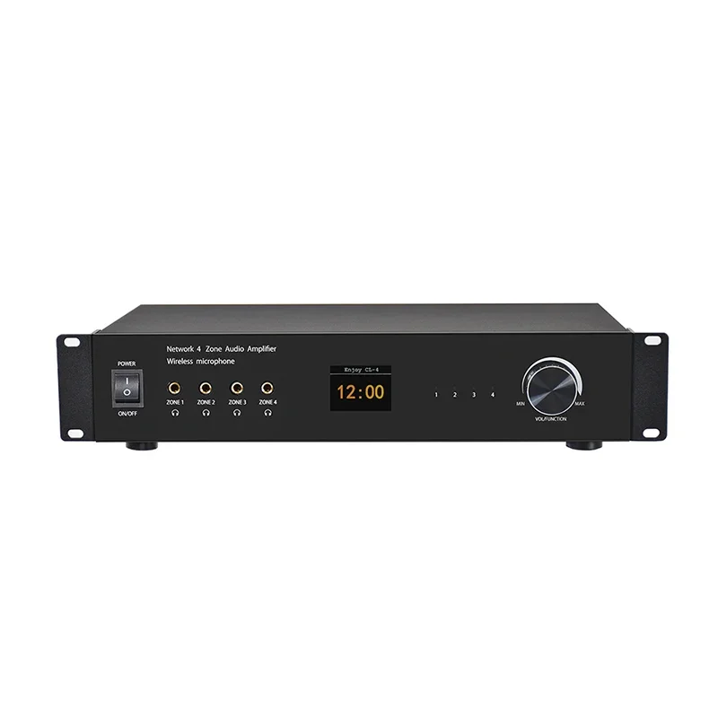 Wireless professional 4 zone power Amplifier Wifi BT Airplay 16 channels Audio Amplifier with microphone professional