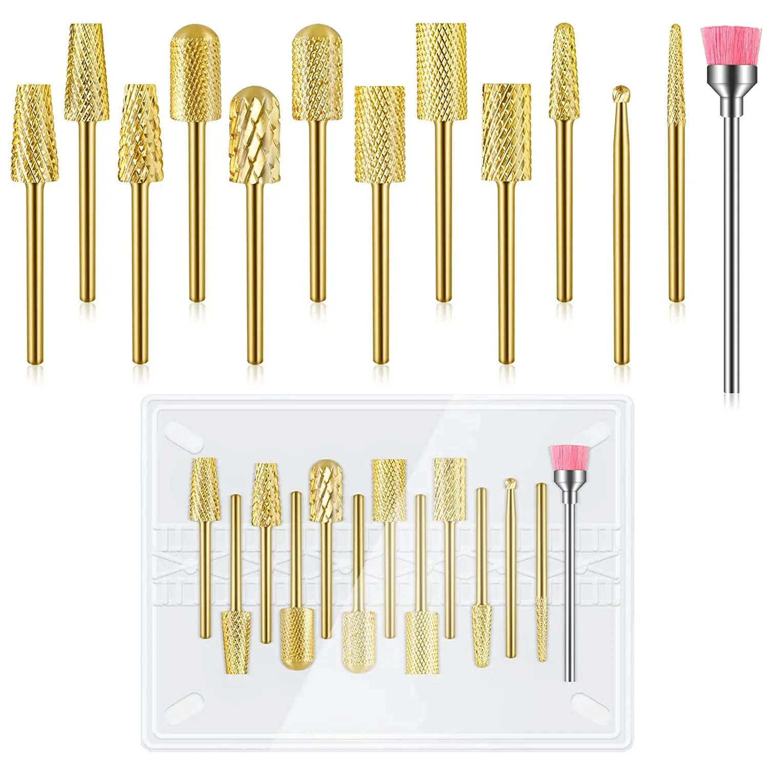 Ysen 13-piece Tungsten Carbide Nail Drill Kit, 3/32-inch Auto-sanding Tool, for Removing Cuticle Dead Skin Repair Polyethylene