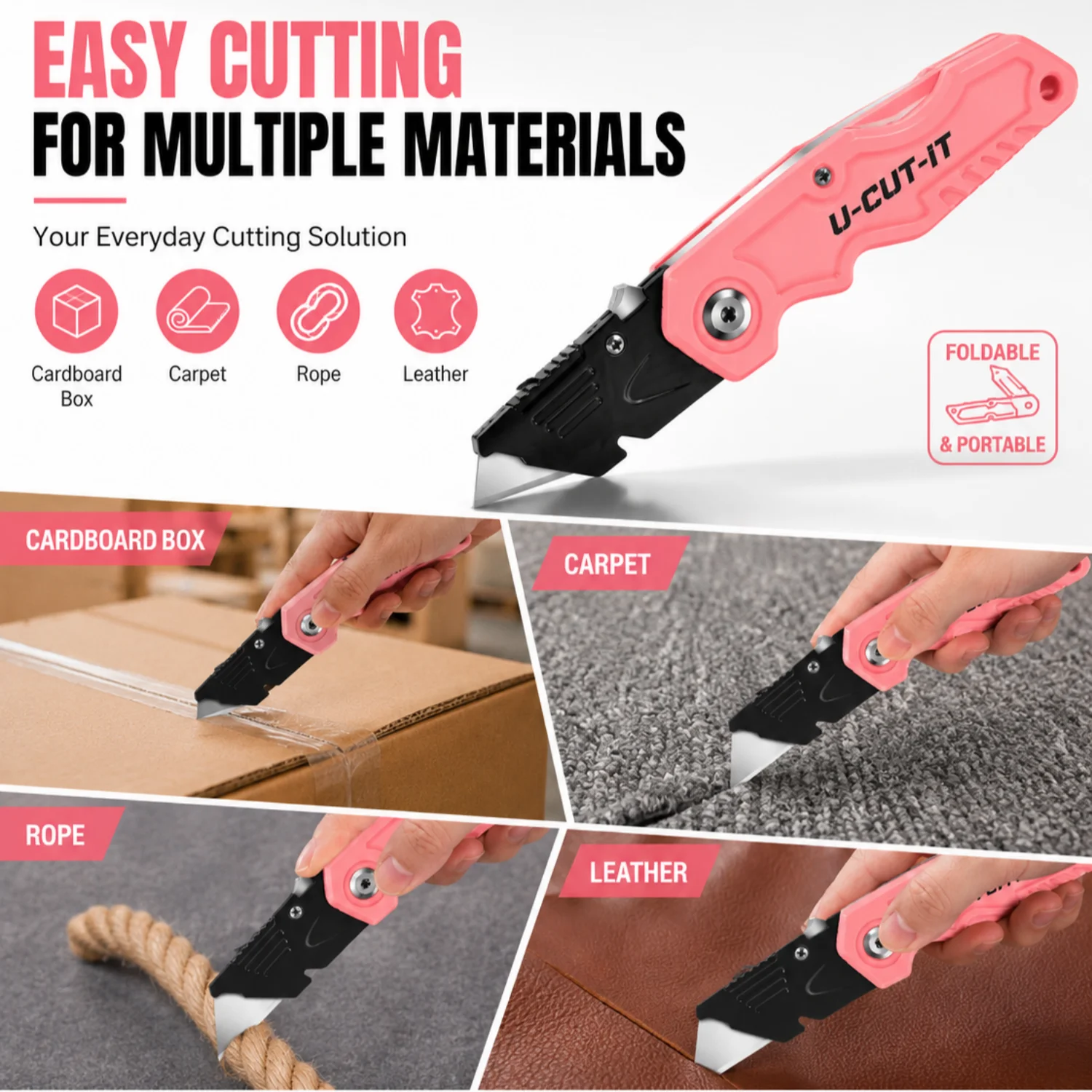 1PCS Folding Utility Knife, Quick-change Box Cutter for Cardboard and Boxes, Box Cutter Knife with Metal Clip, Back-lock Design