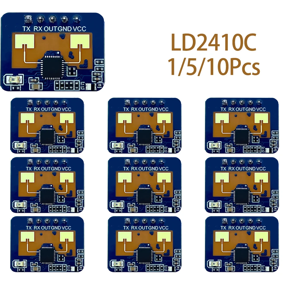 1/5/10Pcs LD2410C 24G Human Presence Radar Module, Square Enclosure Smart Induction Sensor Built-in Bluetooth