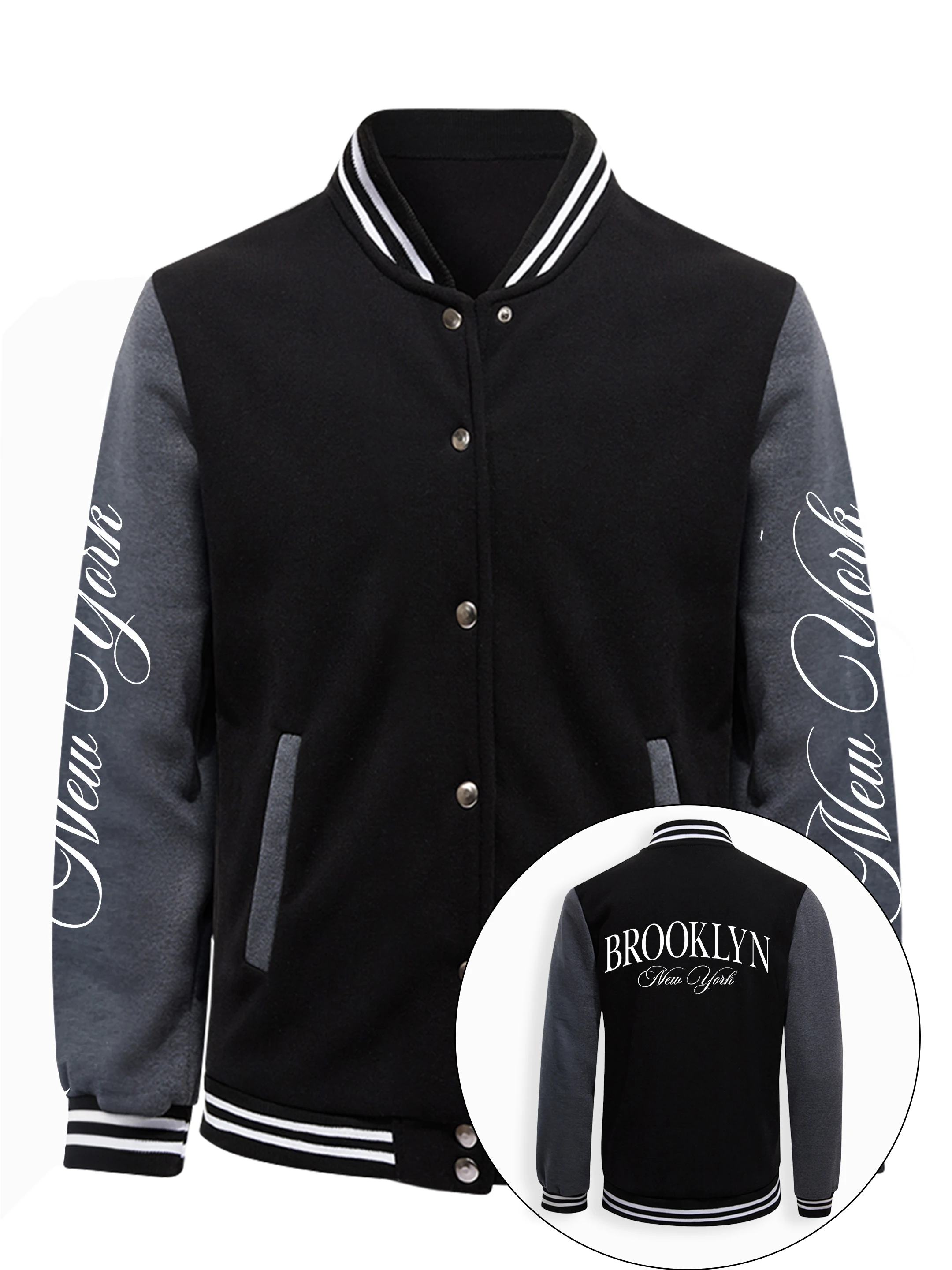 

Brooklyn New York I Like Pattern Men Baseball Coat American Loose Jackets Fleece Autumn Streetwear Hip Hop Casual Unisex Top