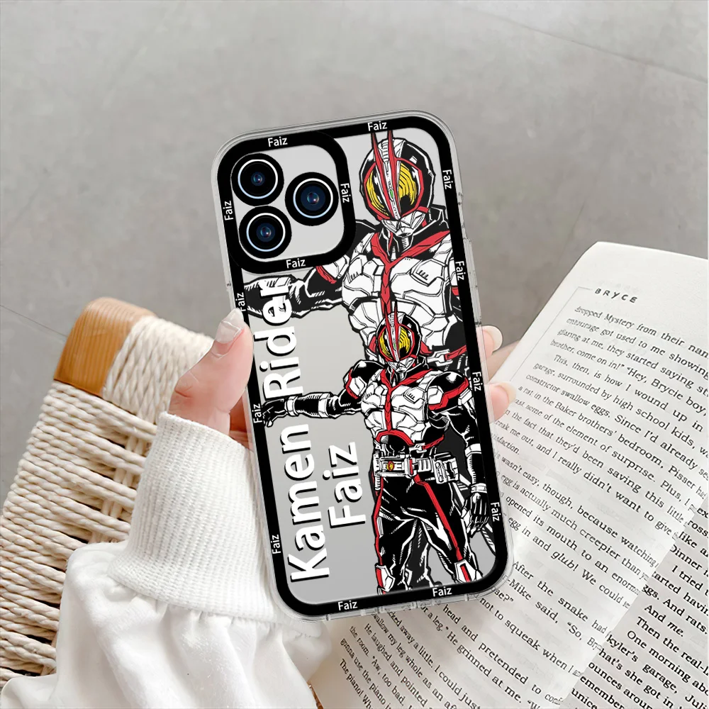 Cool K-Kamen R-Rider Phone Case for iPhone 12 11 13 14 15 16 Max Pro Plus Transparent Bezel Shell