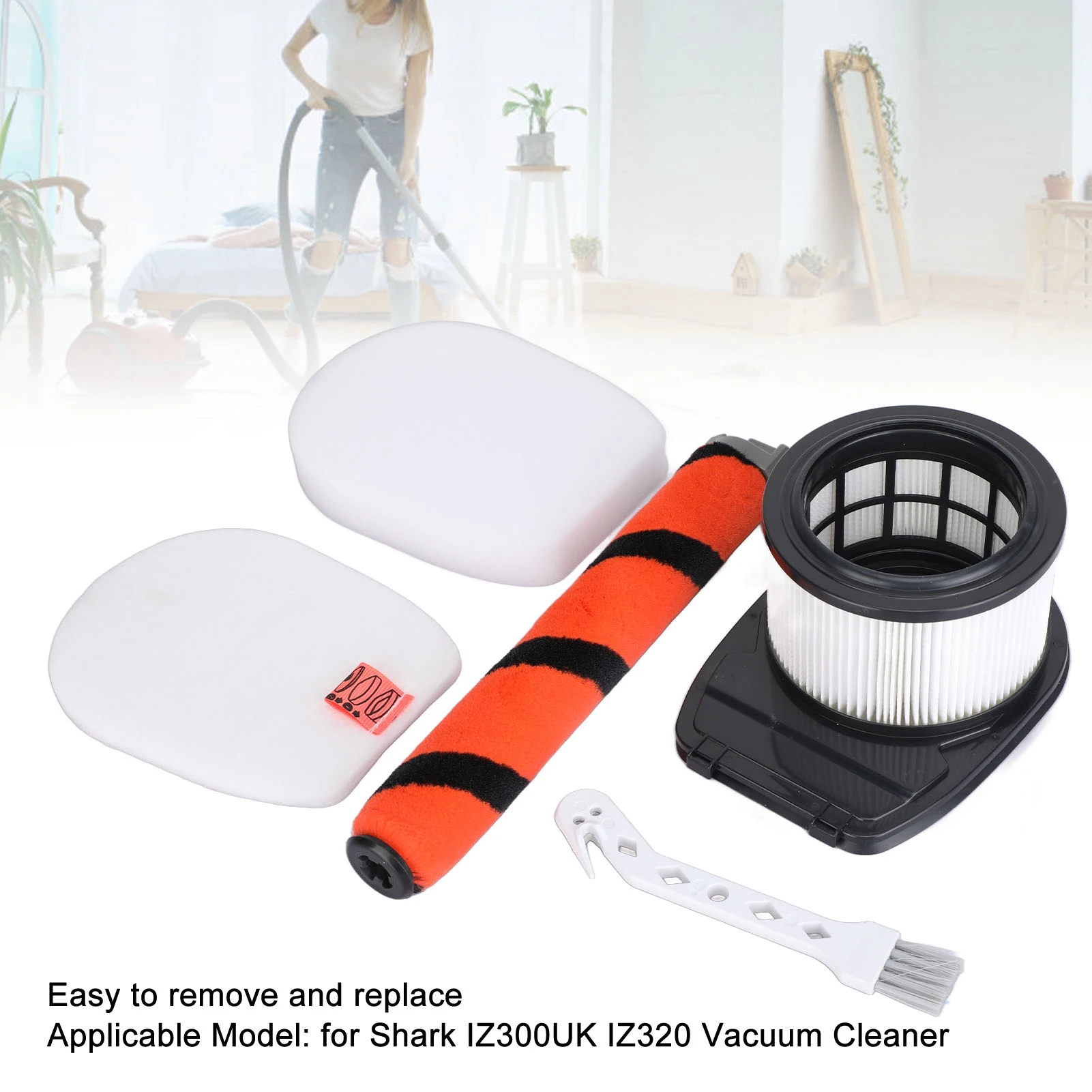 แปรงลูกกลิ้งกรองผ้าฝ้ายสีขาวชุดแปรงทําความสะอาดสําหรับ Shark IZ300UK IZ320 เครื่องดูดฝุ่นแปรงลูกกลิ้งสําหรับ Shark เครื่องดูดฝุ่น