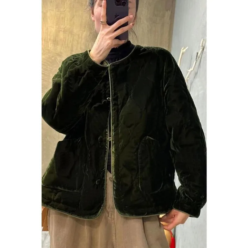 Women's Clothing New Arrivals Retro Casual Cotton Jacket Outerwear Loose Fit Short Length Thickened Warm Cotton Jacket Top